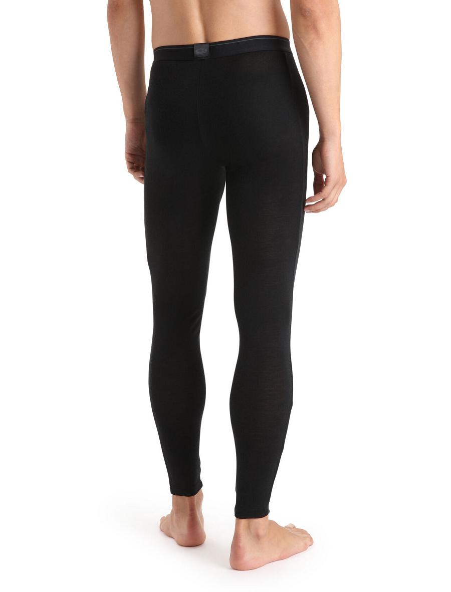 Black Icebreaker Merino 175 Everyday Thermal Leggings With Fly Men's Base Layers | AU 1400ZUTG